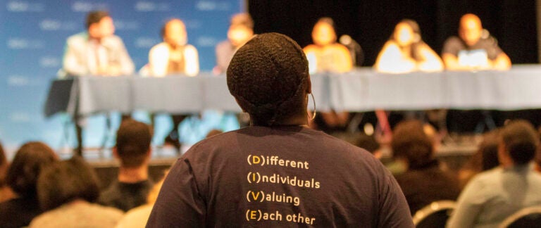 The 2018 UCLA Luskin Diversity Fair drew more than 100 prospective students. Photo by Mary Braswell