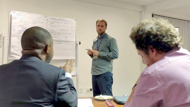UCLA Luskin Assistant Professor Darin Christensen at a PRG workshop in Accra, Ghana.|