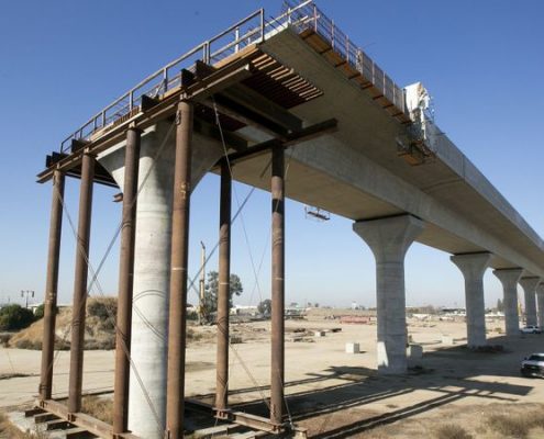 Image of high-speed rail line under construction in Fresno in 2017