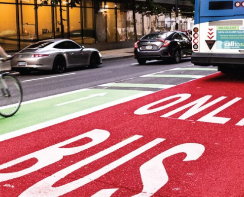 Image of bus only lane in Portland, Oregon