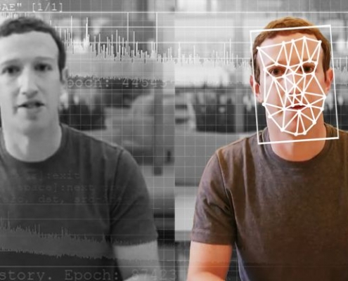 Image of comparison between deepfake and real image of Mark Zuckerberg, Facebook CEO