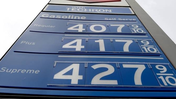 Image of Chevron gas station price sign in Fresno, California