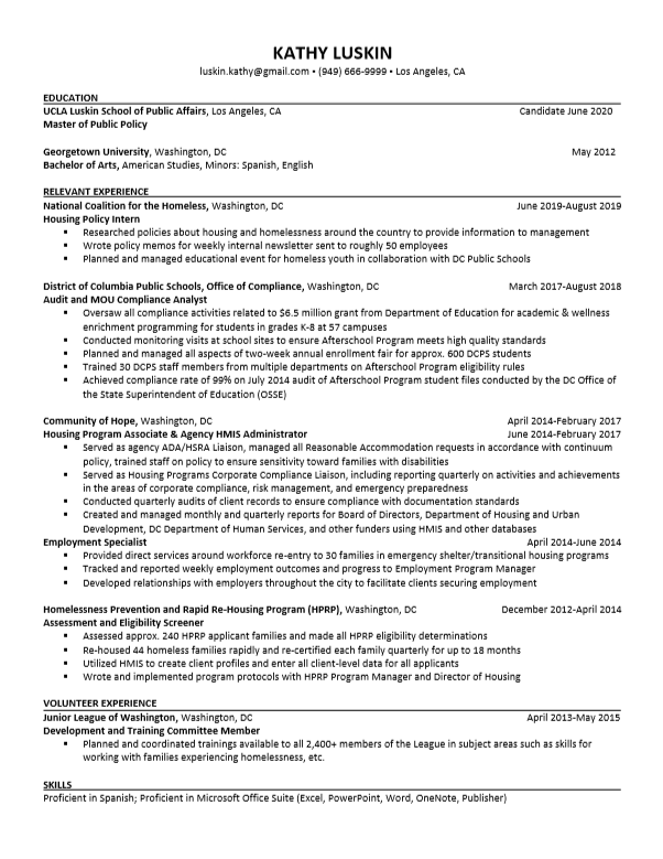 MPP sample resume