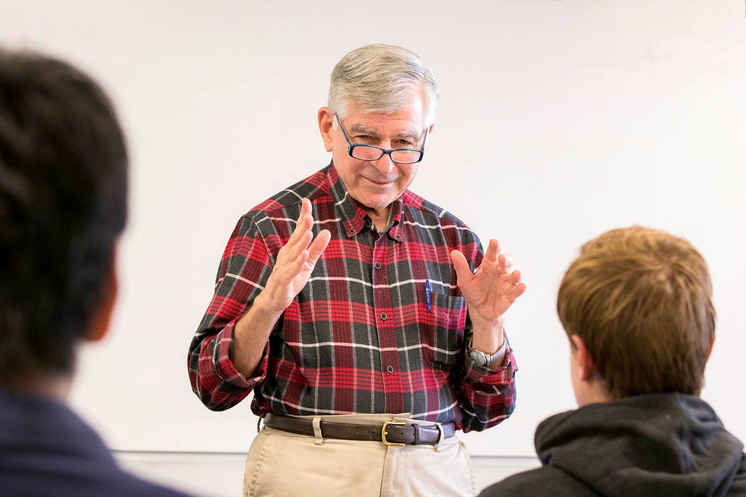 file photo of Michael Dukakis in a classroom
