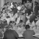 Incarcerated Japanese Americans in dining hall during World War II