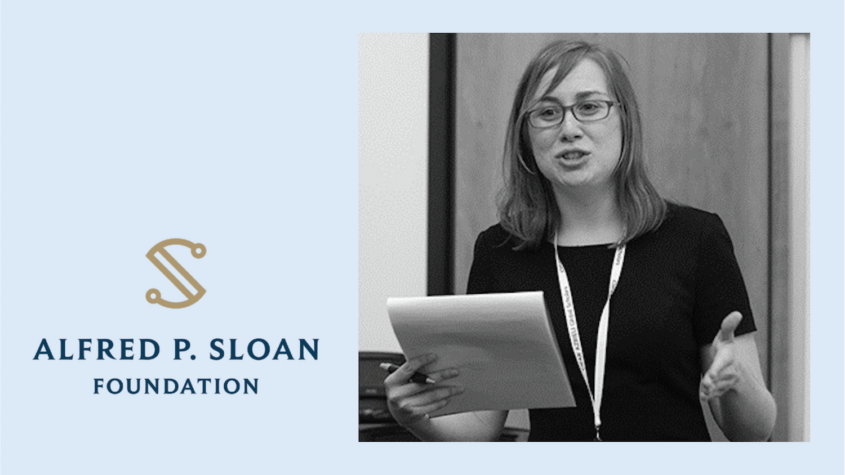 Assistant Professor Natalie Bau and Sloan Foundation logo