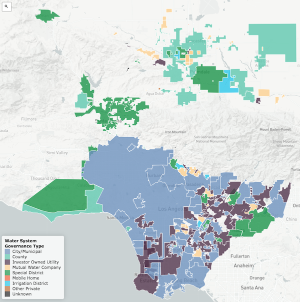 Map of Los Angeles County water districts