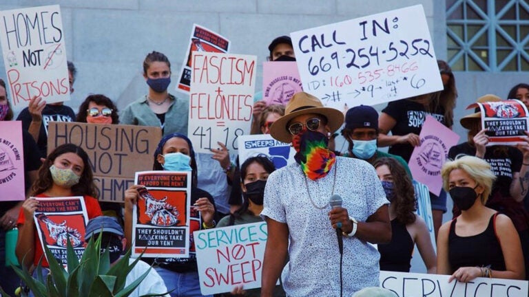 protesters with signs