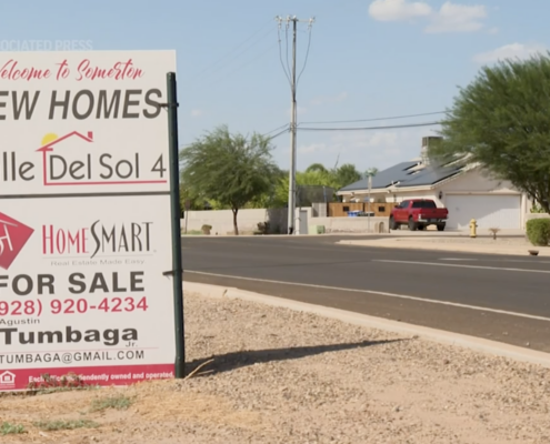 For sale sign on the side of the road in Somerton, Arizona