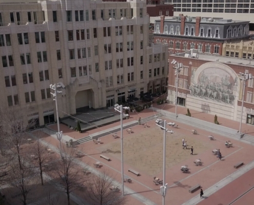 The Sundance Square plaza in downtown Fort Worth.