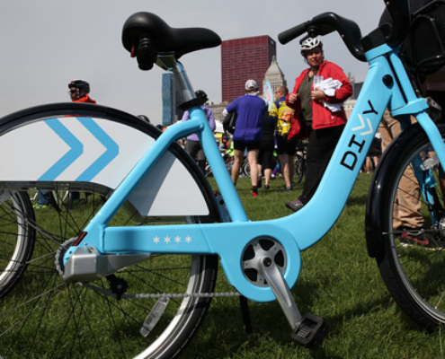 Blue rideshare bike