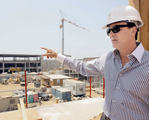 Man in hardhat at construction site