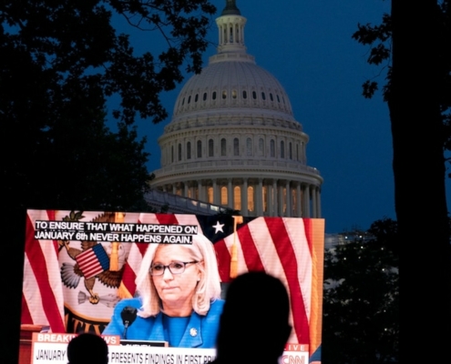 televised hearing shown in parnear U.S. Capitol building
