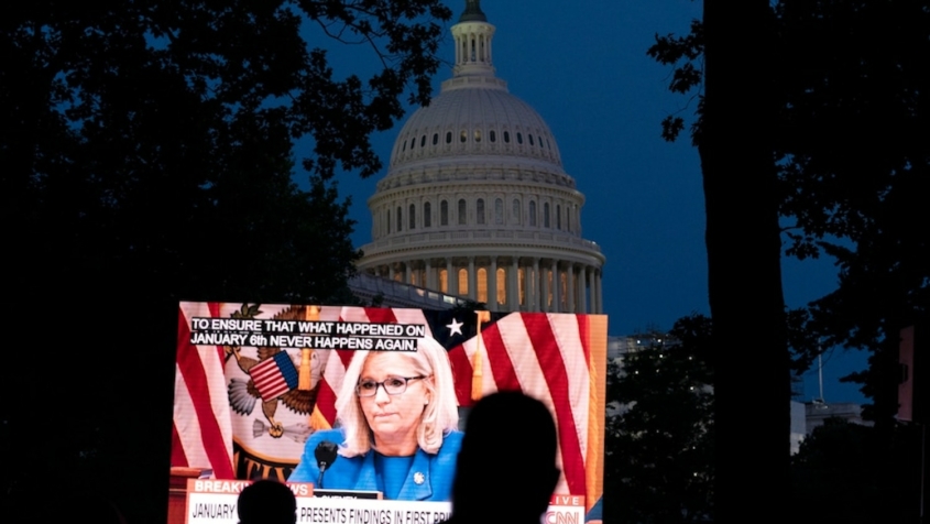 televised hearing shown in parnear U.S. Capitol building