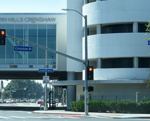 traffic intersection in front of Crenshaw Mall
