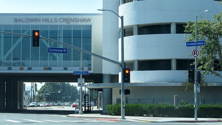 traffic intersection in front of Crenshaw Mall