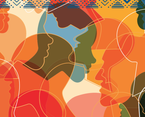 artwork showing faces in many colors