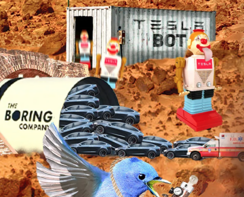 collage showing cars entering tunnel