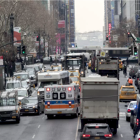 street congested with cars in Manhattan