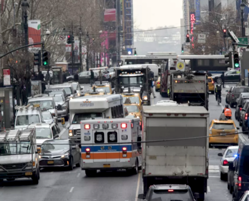 street congested with cars in Manhattan