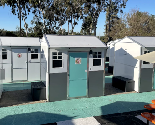 Rows of tiny houses used as shelter