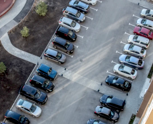 aerial view of parking lot