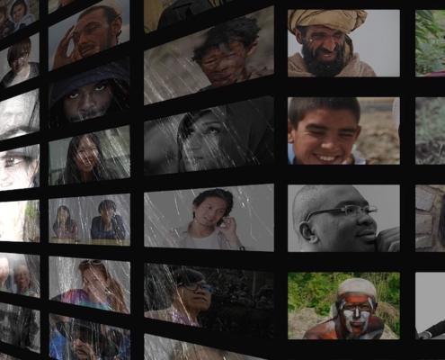 wall of small portraits of people from different backgrounds