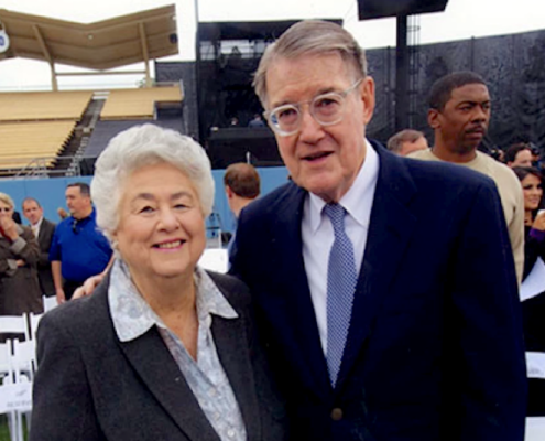 woman and man at stadium
