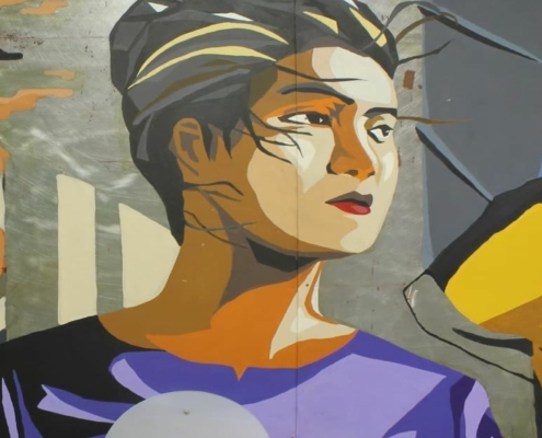 mural of asian american woman