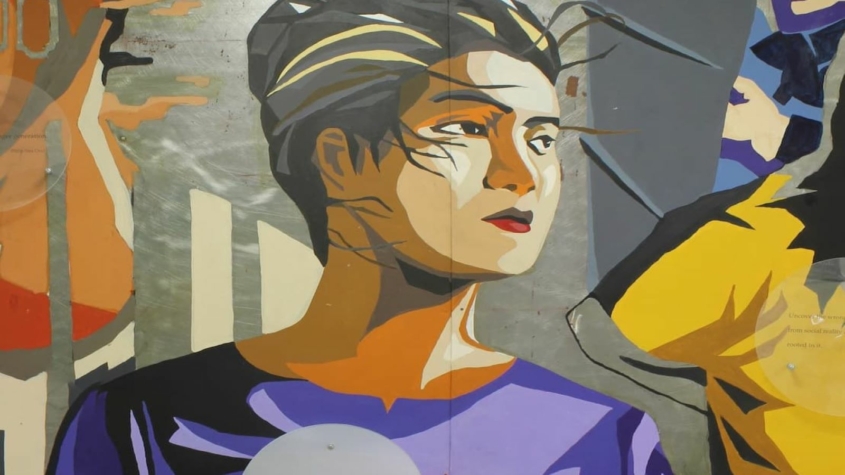 mural of asian american woman