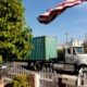 freight truck on residential street
