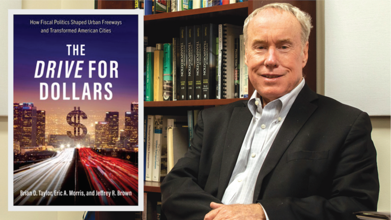 Man seated with book cover in inset