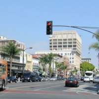 street corner in downtown Pasadena
