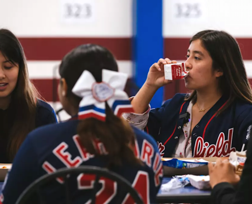 high school students at lunch table