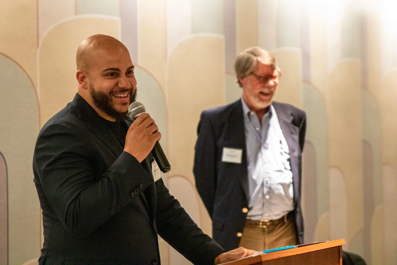 Two men at podium