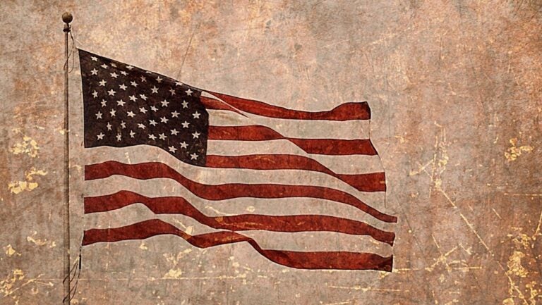 american flag in sepia tones