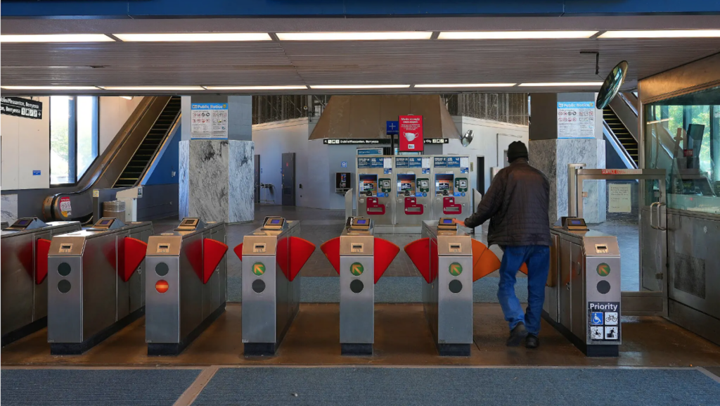 near-empty transit station
