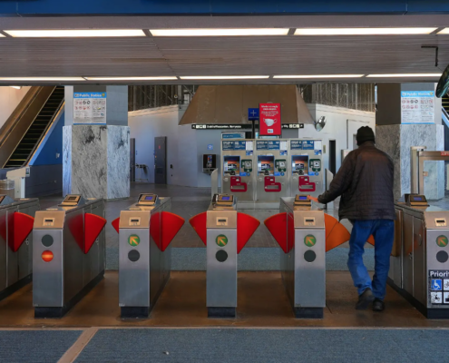 near-empty transit station