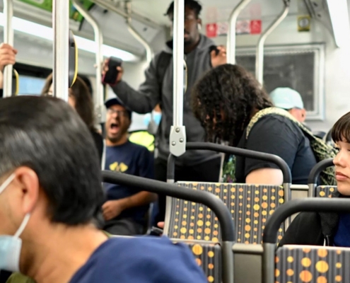 riders on a bus