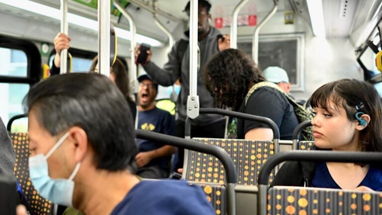 riders on a bus