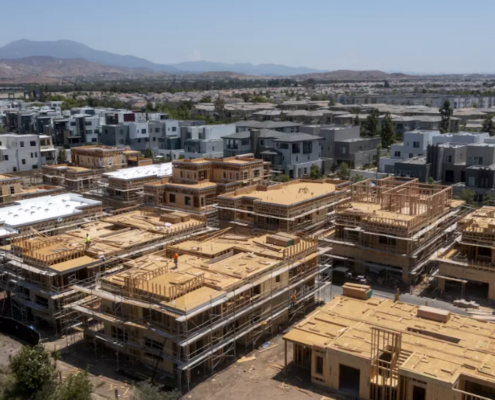 aerial view of homes under construction