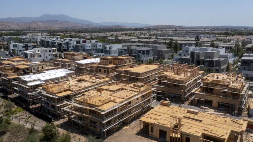 aerial view of homes under construction