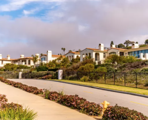 affluent neighborhood of single-family homes