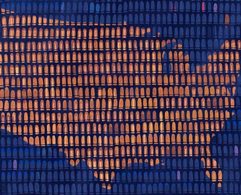 illustration showing bullets in shape of U.S. map