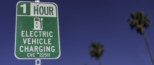 road sign for electric vehicle charging station
