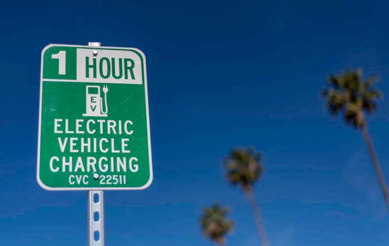 road sign for electric vehicle charging station