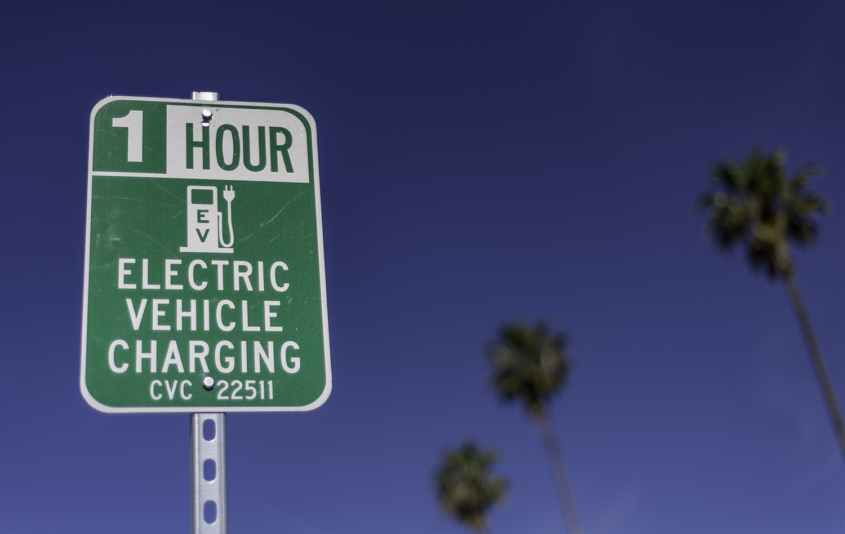 road sign for electric vehicle charging station