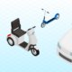 illustration showing electric car and scooters
