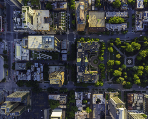 aerial view of downtown Chicago