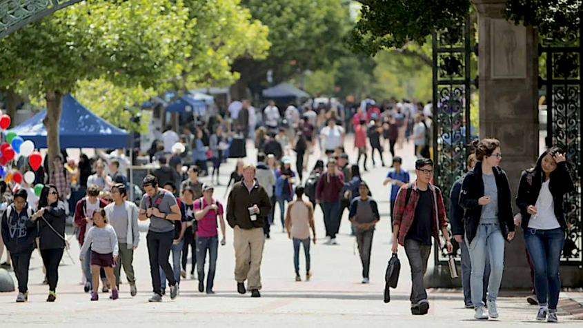 students walking on college campus
